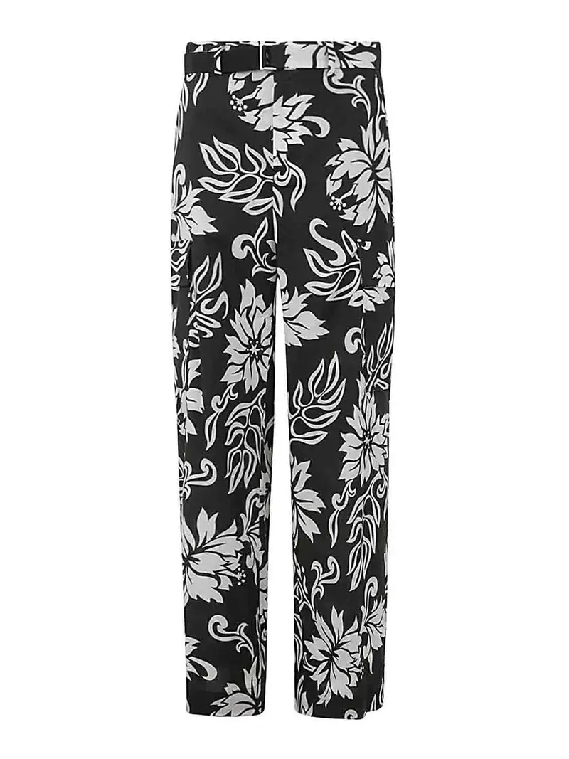Sacai Pantaloni con stampa floreale Nero