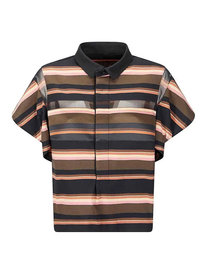 Sacai T-shirt a righe orizzontali Rosa