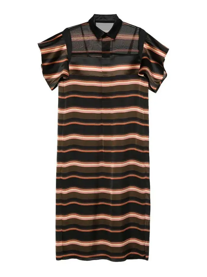 Sacai Vestito a righe orizzontali Rosa