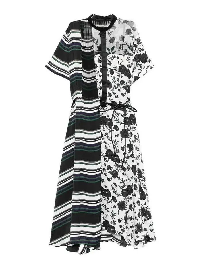 Sacai Vestito misto motivi Multicolore