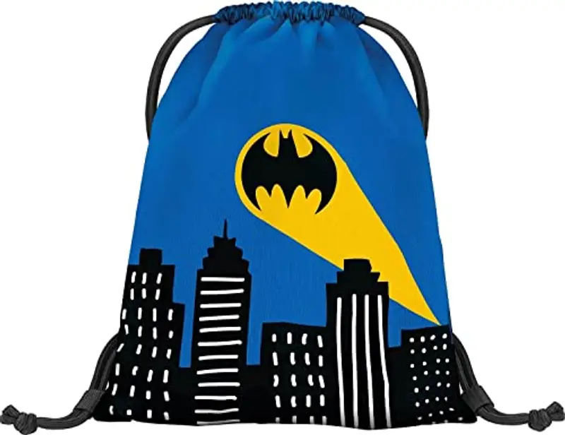 Baagl Sacca da ginnastica per asilo, borsa sportiva per ragazzi, ragazze, sacca sportiva per bambini, Batman Blu