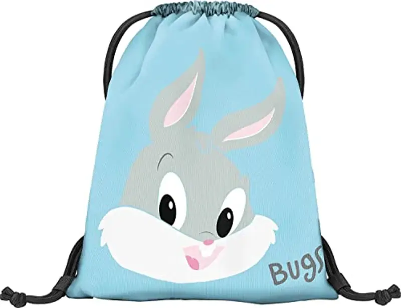 Baagl Sacca da ginnastica per asilo, borsa sportiva per ragazzi, ragazze, sacca sportiva per bambini, Bugs Bunny