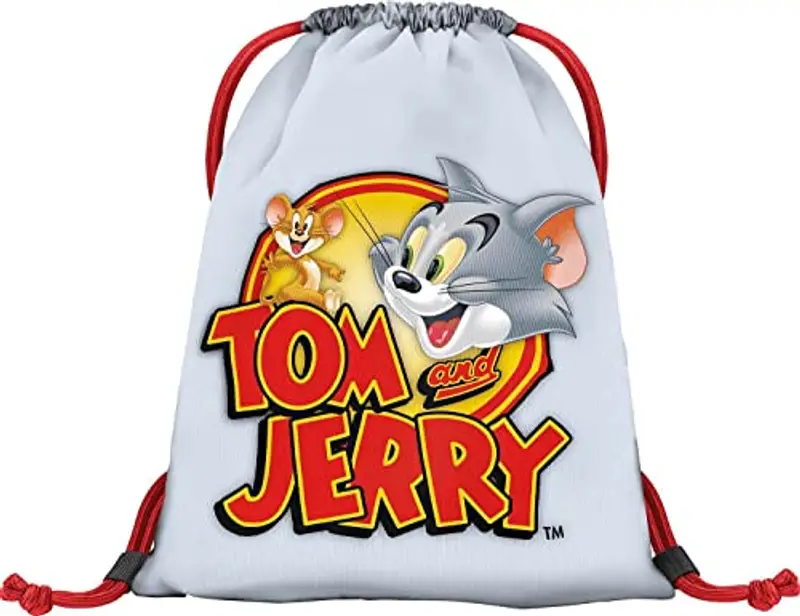 Baagl Sacca da ginnastica per asilo, borsa sportiva per ragazzi, ragazze, sacca sportiva per bambini, Tom & Jerry