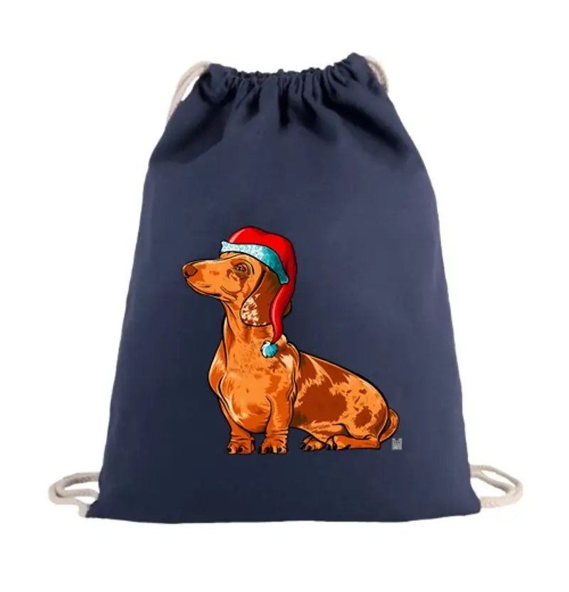 tostadora.it Sacca sportiva zaino sacco blu navy cane bassotto natale