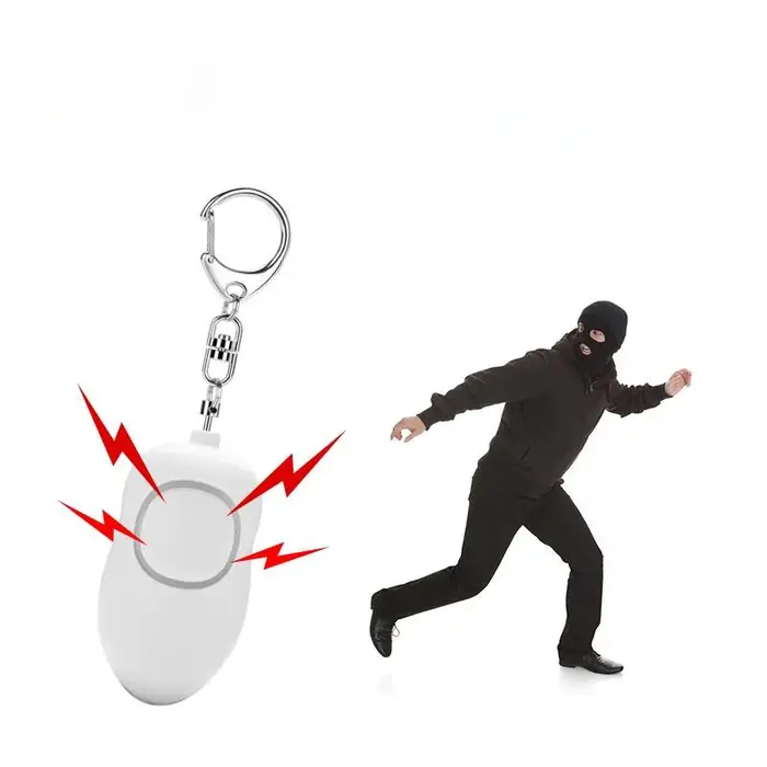 140dB Allarme personale LED Torcia elettrica ricaricabile Fischietto Allarme di sicurezza Portachiavi per corsa notturna Viaggi Anziani Viaggi nero miniatura 4