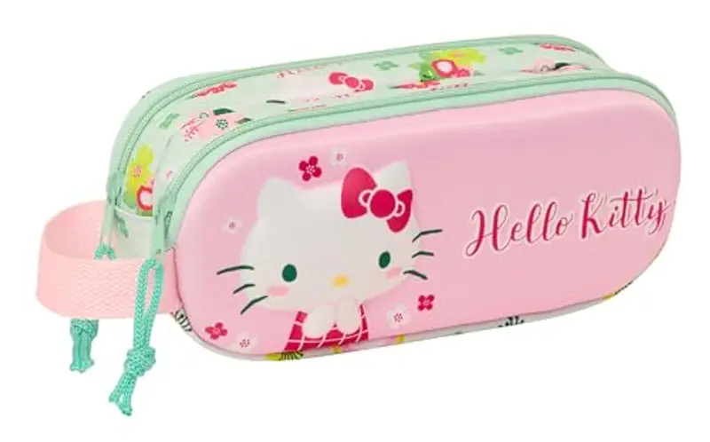 safta Hello Kitty 3D - Astuccio doppio 3D, astuccio per bambini, ideale per bambini in età scolastica, comodo e versatile, qualità e