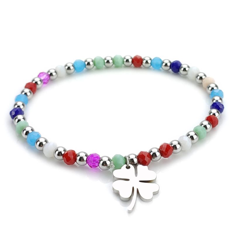SAGA GIOIELLI Bracciale Donna Cristalli Quadrifoglio Acciaio