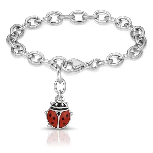 SAGA GIOIELLI SAGA GIOIELLI® Bracciale Donna in Acciaio Portafortuna – Ciondolo a Scelta: Quadrifoglio, Coccinella o Ferro di Cavallo