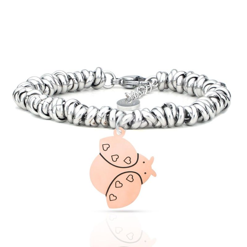 SAGA GIOIELLI SAGA GIOIELLI® Bracciale Nodini Intrecciato Donna Incisione Cuore