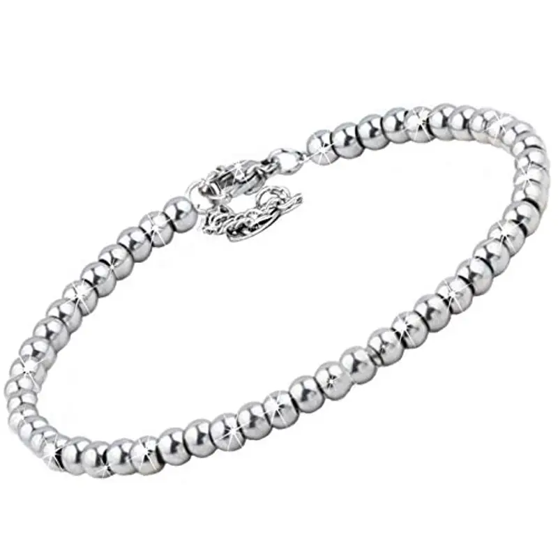 SAGA GIOIELLI SAGA GIOIELLI® BRACCIALE SFERE ARGENTATE ACCIAIO 4 MM