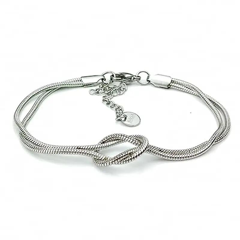 SAGA GIOIELLI SAGA GIOIELLI® Bracciale Unisex Nodo Unione Mamma Papà Fidanzato Miglior Amica Acciaio (ARGENTATO)