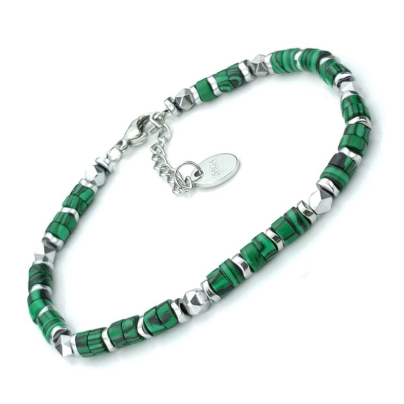 SAGA GIOIELLI SAGA GIOIELLI® Bracciale Uomo Pietre Dure Acciaio Giada Verde