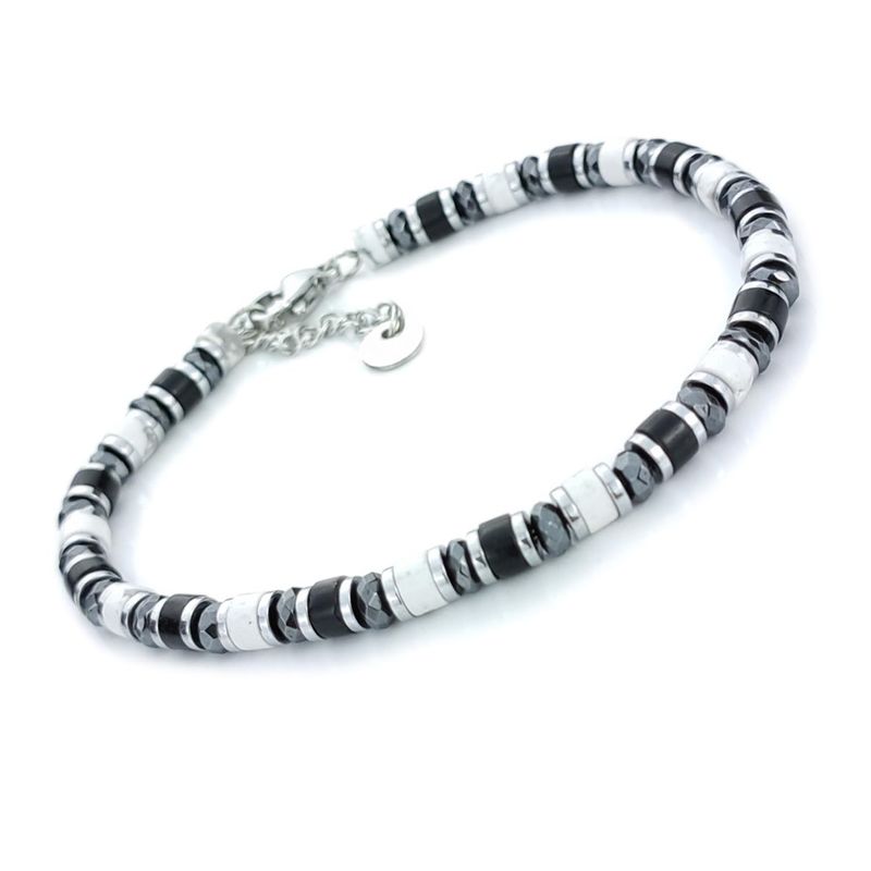 SAGA GIOIELLI Bracciale Uomo Pietre Dure Acciaio