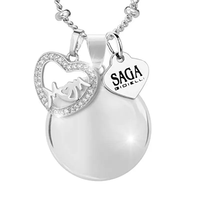 SAGA GIOIELLI SAGA GIOIELLI® COLLANA CHIAMA ANGELI GRAVIDANZA BOLA MESSIACANA CUORE DI MAMMA CRISTALLI