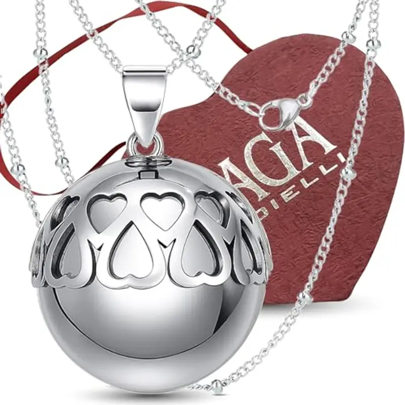 SAGA GIOIELLI Collana Chiama Angeli Gravidanza Lunga con Ciondolo Richiamo Degli Angeli Gravidanza, Idee Regali per