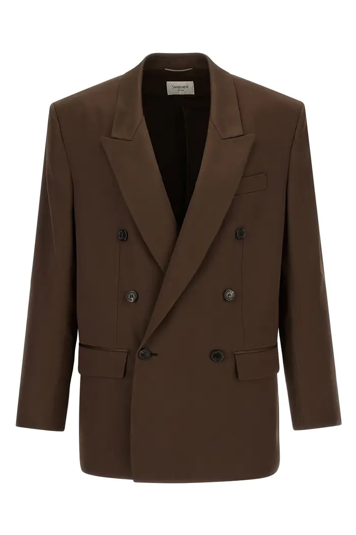 SAINT LAURENT Blazer Raso Marrone