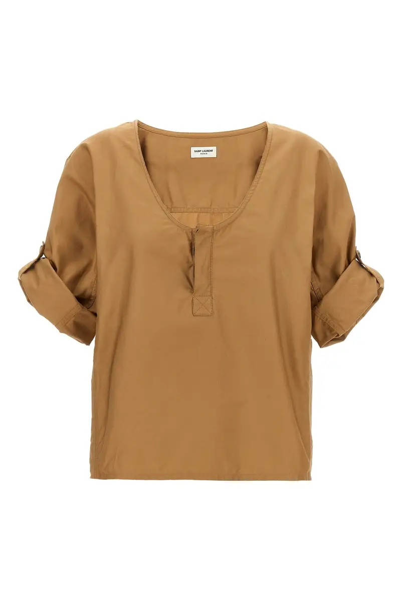SAINT LAURENT Blusa Twill Beige