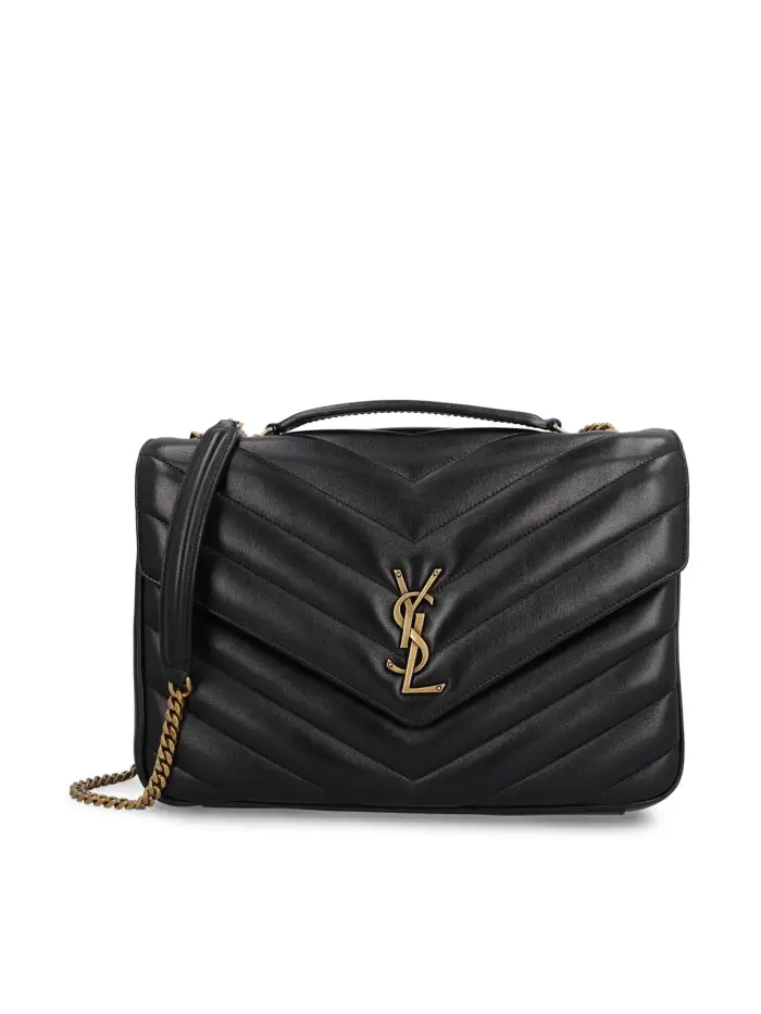 SAINT LAURENT Borsa LOULOU large in pelle di agnello trapuntata NERO