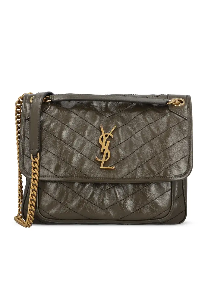 SAINT LAURENT Borsa Niki Media In Pelle VERDE