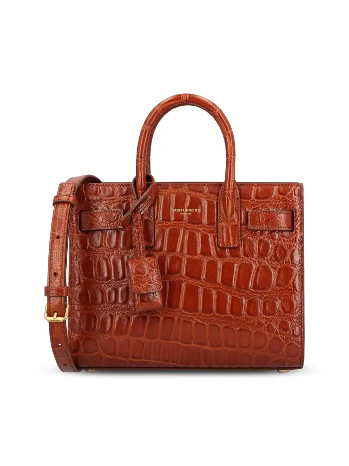 SAINT LAURENT Borsa Sac De Jour In Pelle MARRONE