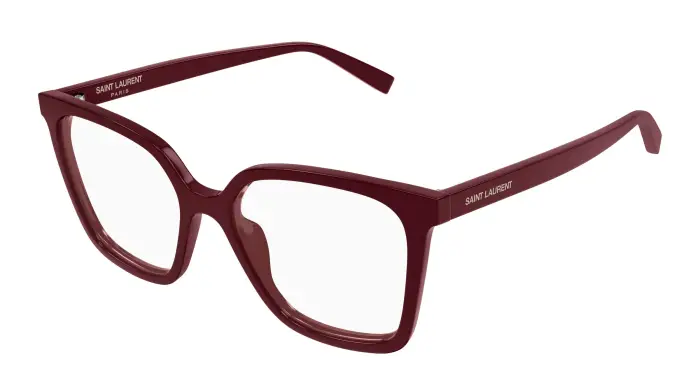 SAINT LAURENT Donna SL 910 003 Montature da vista Acetato Bordeaux Trasparente Cat Eye