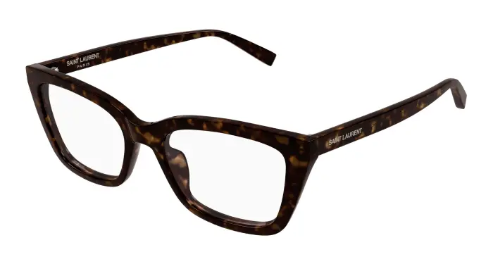 SAINT LAURENT Donna SL 911 002 Montature da vista Acetato Havana Trasparente Cat Eye