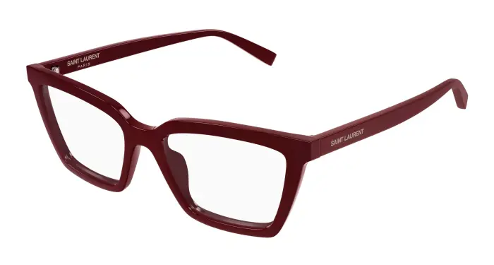 SAINT LAURENT Donna SL 912 003 Montature da vista Acetato Bordeaux Trasparente Cat Eye