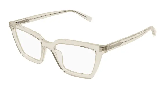 SAINT LAURENT Donna SL 912 004 Montature da vista Acetato Beige Trasparente Cat Eye