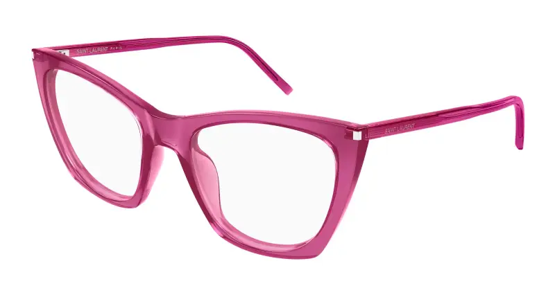 SAINT LAURENT Donna SL 214 KATE THIN OPT 005 Montature da vista Acetato Rosa Trasparente Cat Eye