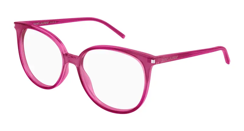 SAINT LAURENT Donna SL 39 012 Montature da vista Acetato Rosa Trasparente Rotonda