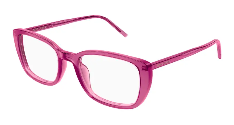 SAINT LAURENT Donna SL 776 009 Montature da vista Acetato Rosa Trasparente Squadrata