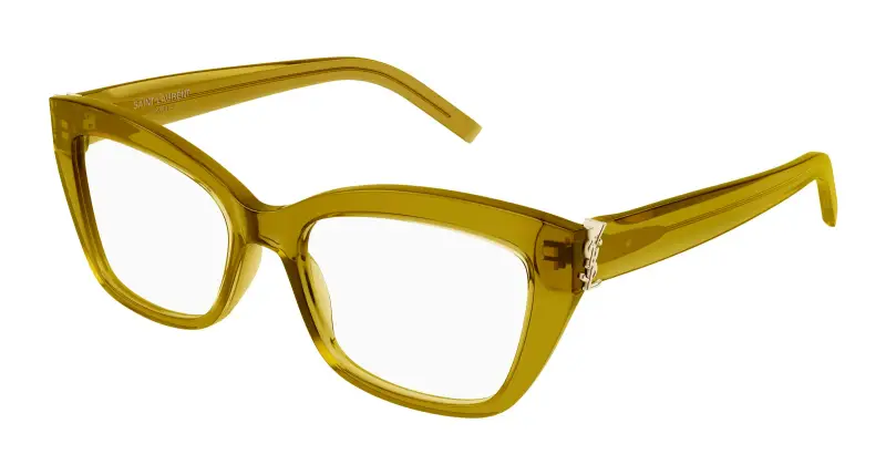 SAINT LAURENT Donna SL M117 006 Montature da vista Acetato Verde Trasparente Cat Eye