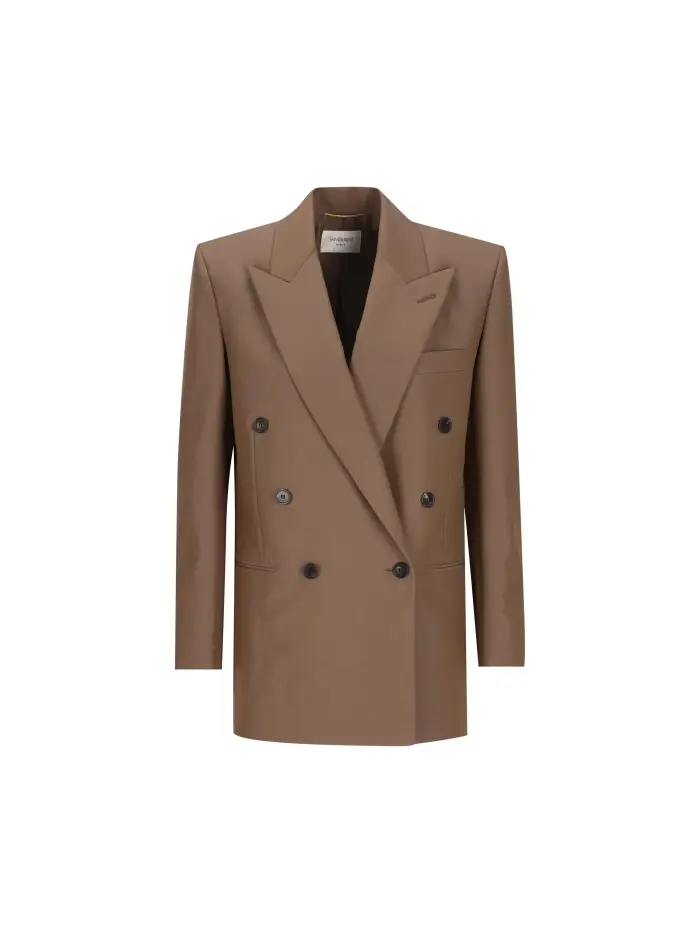 SAINT LAURENT Giacca In Lana E Mohair MARRONE