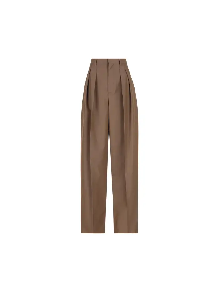 SAINT LAURENT Pantaloni In Lana E Mohair MARRONE