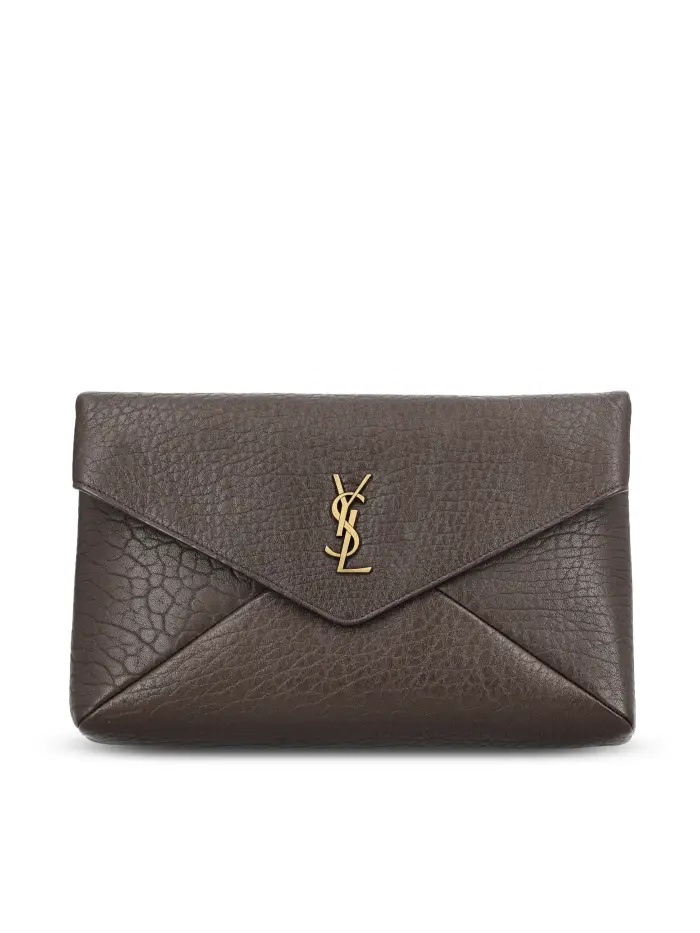 Pochette realizzata in pelle MARRONE