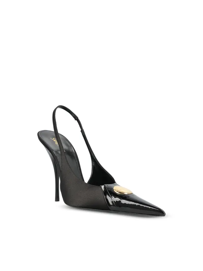 Slingback realizzate in tessuto e pelle NERO