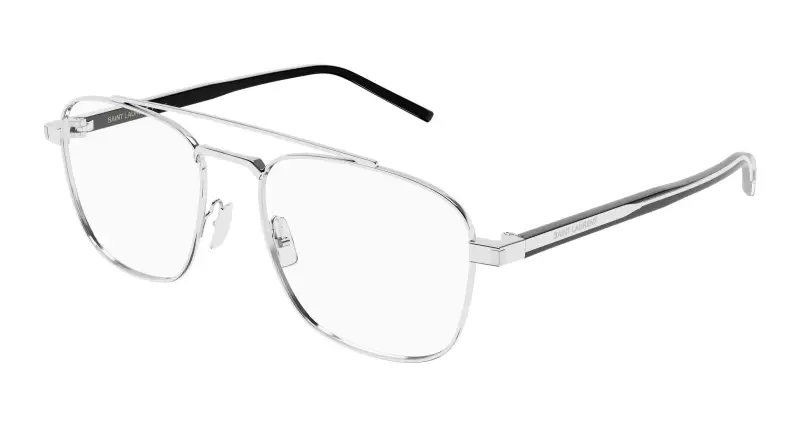 SAINT LAURENT Unisex SL 665 OPT 002 Montature da vista Metallo Argento Trasparente Pilot