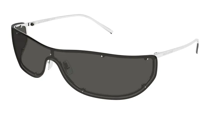 SAINT LAURENT Unisex SL 807 001 Occhiali da sole Metallo Argento Grigio Maschera