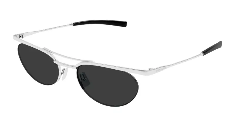 SAINT LAURENT Unisex SL 862 002 Occhiali da sole Metallo Argento Grigio Rotonda