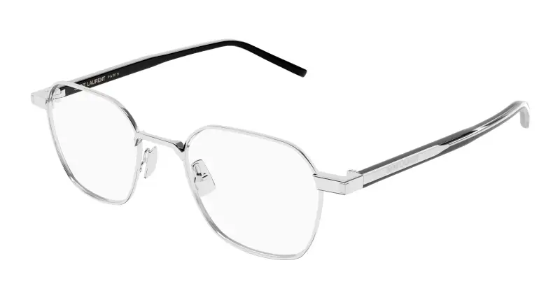 SAINT LAURENT Unisex SL 883 002 Montature da vista Metallo Argento Trasparente Rotonda