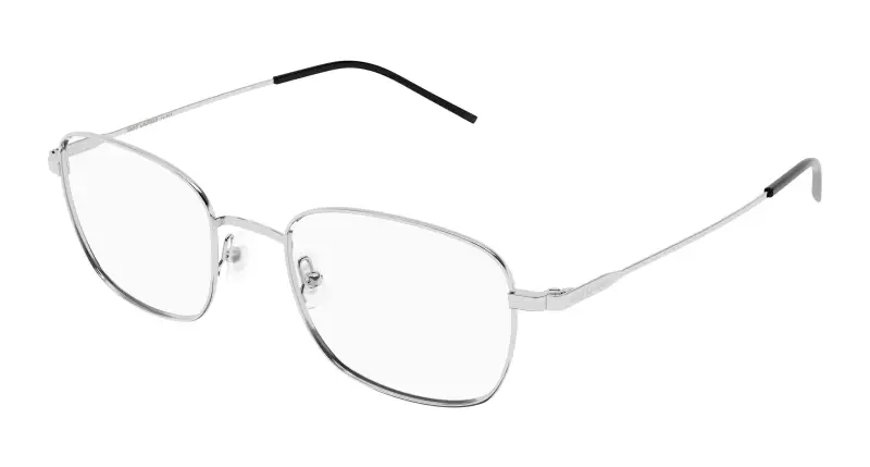 SAINT LAURENT Unisex SL 887 002 Montature da vista Metallo Argento Trasparente Rotonda