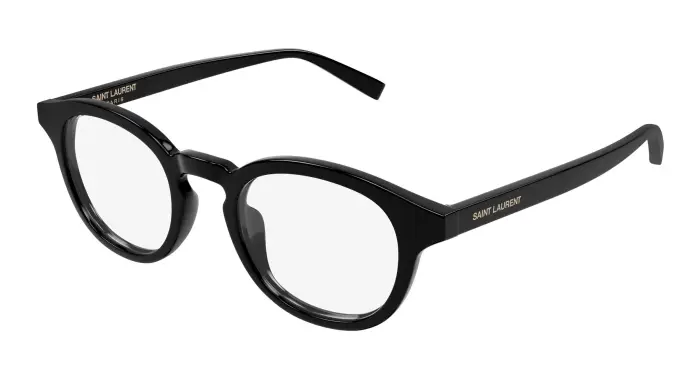 SAINT LAURENT Unisex SL 907/F 001 Montature da vista Acetato Nero Trasparente Rotonda