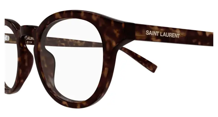 SAINT LAURENT Unisex SL 907/F 002 Montature da vista Acetato Havana Trasparente Rotonda