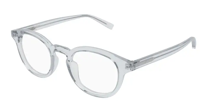 SAINT LAURENT Unisex SL 907/F 003 Montature da vista Acetato Grigio Trasparente Rotonda