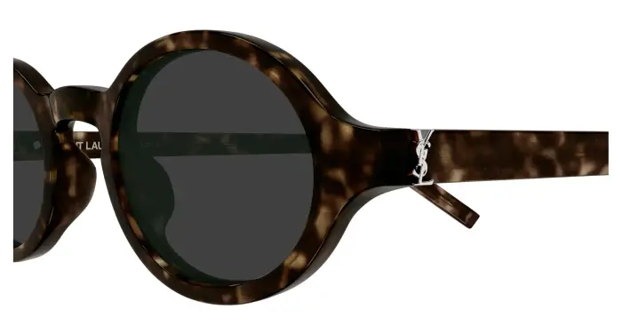 SAINT LAURENT Unisex SL M161/K 002 Occhiali da sole Acetato Havana Grigio Rotonda