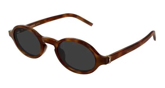 SAINT LAURENT Unisex SL M161/K 003 Occhiali da sole Acetato Havana Grigio Rotonda