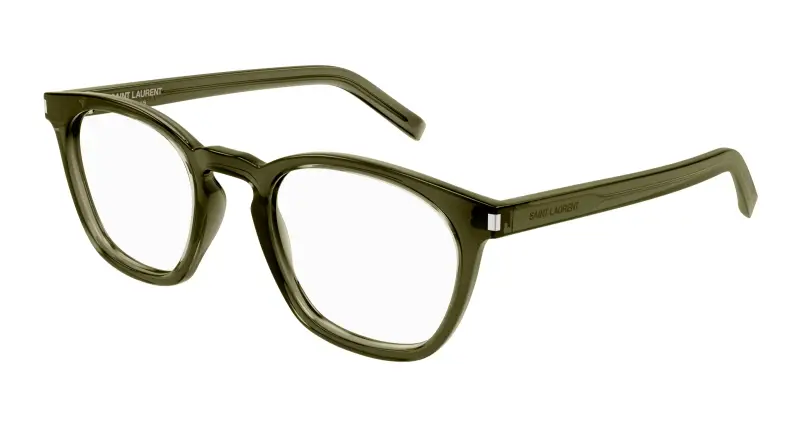 SAINT LAURENT Unisex SL 28 OPT 003 Montature da vista Acetato Verde Trasparente Rotonda