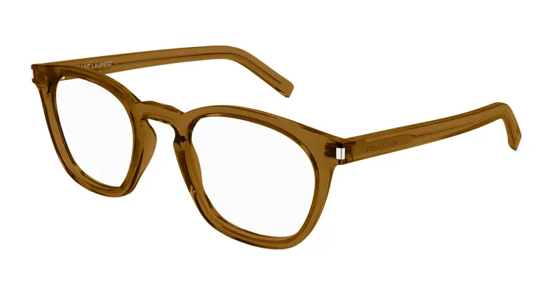 SAINT LAURENT Unisex SL 28 OPT 008 Montature da vista Acetato Marrone Trasparente Rotonda