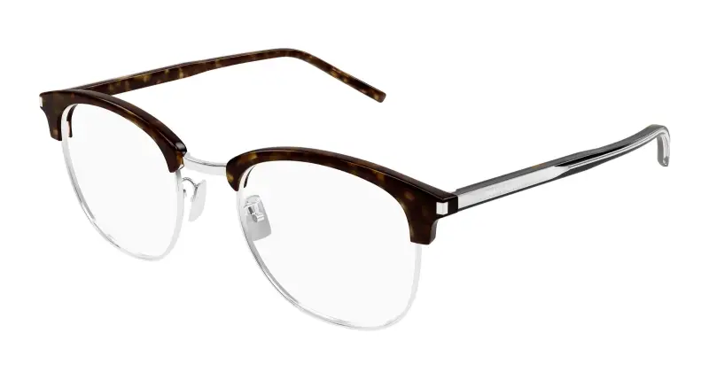 SAINT LAURENT Unisex SL 779 002 Montature da vista Acetato Havana Trasparente Rotonda