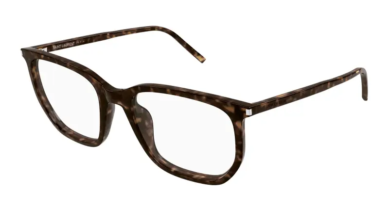 SAINT LAURENT Unisex SL 802 002 Montature da vista Acetato Havana Trasparente Geometrica